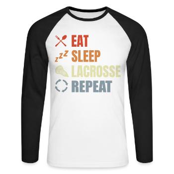 Vintage Lacrosse Schedule - Unisex Long Sleeve Baseball T-Shirt - white/black - Front - Nik (191cm)