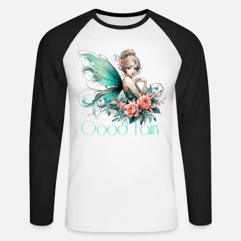 Gute Fee Geschenk - Unisex Baseballshirt langarm - Weiß/Schwarz