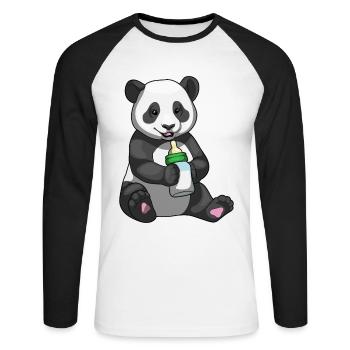 Panda Babyflasche Milch - Unisex Baseballshirt langarm - Weiß/Schwarz - Vorne - Nik (191cm)