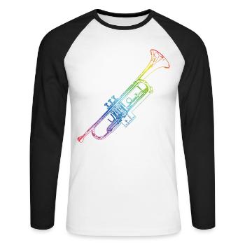 Trompette - T-shirt baseball manches longues Homme - blanc/noir - Devant - Nik (191cm)