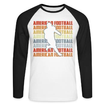 Look rétro de football américain - T-shirt baseball manches longues Homme - blanc/noir - Devant - Nik (191cm)