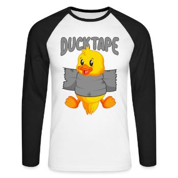 Duck Tape | Ducklings with Duct Tape - Unisex Long Sleeve Baseball T-Shirt - white/black - Front - Nik (191cm)