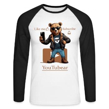 Lustige YouTubär - Unisex Baseballshirt langarm - Weiß/Schwarz - Vorne - Nik (191cm)