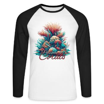 Passion pour le cadeau corail - T-shirt baseball manches longues Homme - blanc/noir - Devant - Nik (191cm)