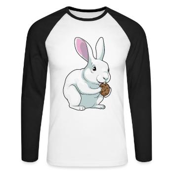 Biscuit lapin - T-shirt baseball manches longues Homme - blanc/noir - Devant - Nik (191cm)