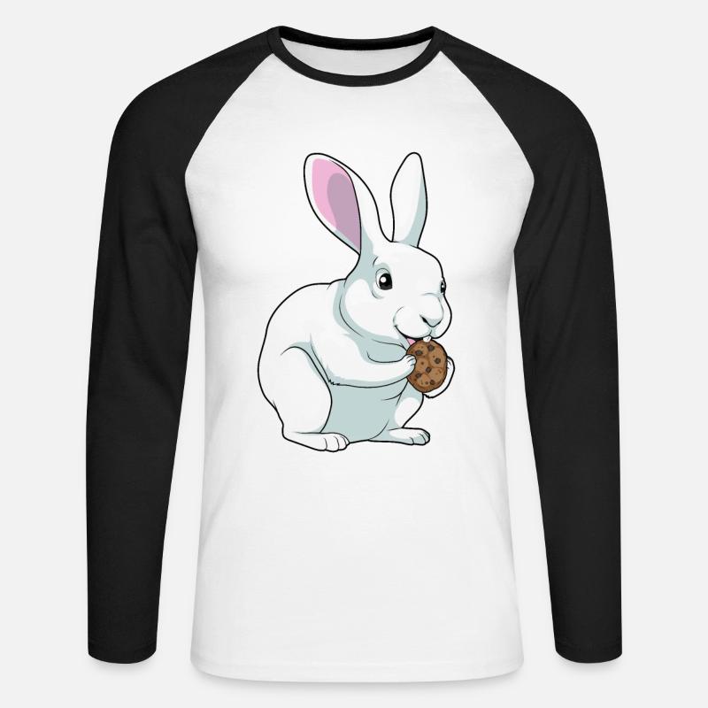 Hase Cookie - Unisex Baseballshirt langarm - Weiß/Schwarz