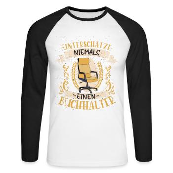 Buchhalter Geschenk Zahlen Lustig Beruf - Unisex Baseballshirt langarm - Weiß/Schwarz - Vorne - Nik (191cm)