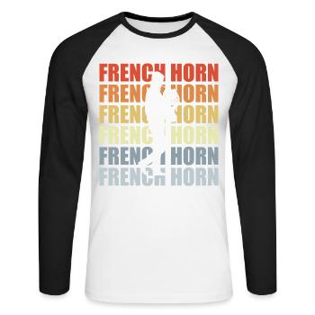 Retro Horn - Unisex Long Sleeve Baseball T-Shirt - white/black - Front - Nik (191cm)