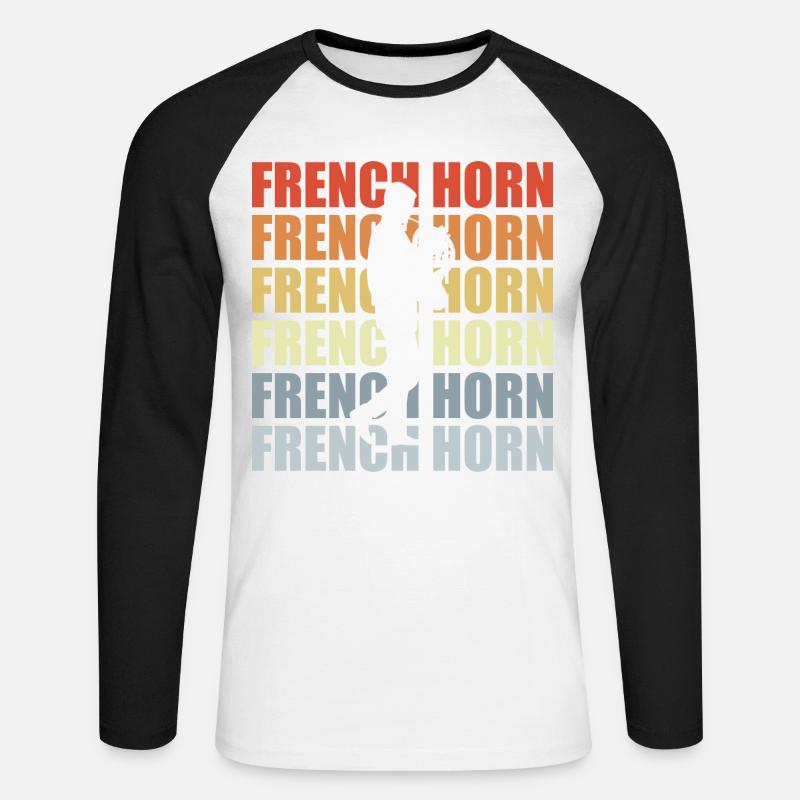 Retro Horn - Unisex Baseballshirt langarm - Weiß/Schwarz
