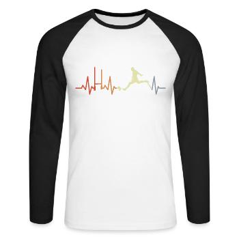 Rugby Player Heart Line ECG - Unisex Long Sleeve Baseball T-Shirt - white/black - Front - Nik (191cm)