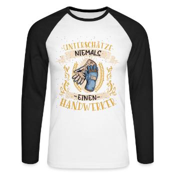 Handwerker Geschenk Vielseitig Lustig Beruf - Unisex Baseballshirt langarm - Weiß/Schwarz - Vorne - Nik (191cm)