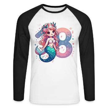 18 ans sirène doux cadeau d’anniversaire - T-shirt baseball manches longues Homme - blanc/noir - Devant - Nik (191cm)