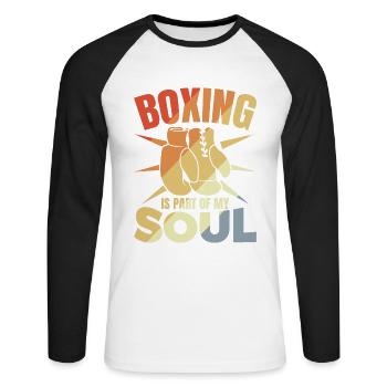 La boxe fait partie de mon âme - T-shirt baseball manches longues Homme - blanc/noir - Devant - Nik (191cm)