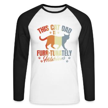 Cat Dad - Unisex Long Sleeve Baseball T-Shirt - white/black - Front - Nik (191cm)