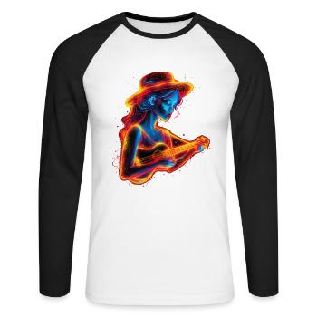 Ukulele player Steamwave - Unisex Long Sleeve Baseball T-Shirt - white/black - Front - Nik (191cm)