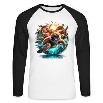 Turtles World Wonder Turtle Gift - Unisex Long Sleeve Baseball T-Shirt - white/black - Front - Nik (191cm)