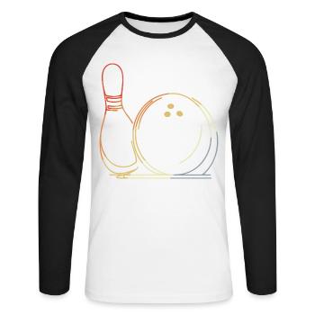 Bowling Ball and Pin Sketch - Unisex Long Sleeve Baseball T-Shirt - white/black - Front - Nik (191cm)