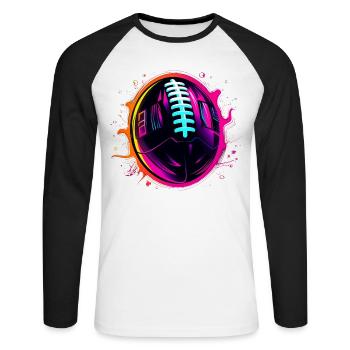 American Football Ball Steamwave - Unisex Long Sleeve Baseball T-Shirt - white/black - Front - Nik (191cm)