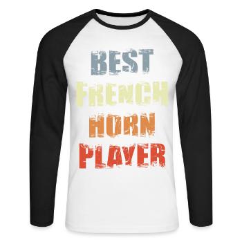 Bester Waldhornist - Unisex Baseballshirt langarm - Weiß/Schwarz - Vorne - Nik (191cm)