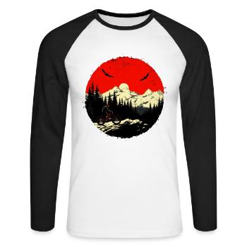 VTT Dessin Vintage - T-shirt baseball manches longues Homme - blanc/noir - Devant - Nik (191cm)