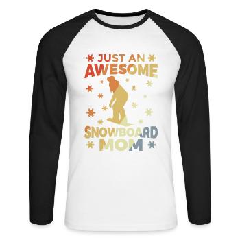 Snowboard Mutter - Unisex Baseballshirt langarm - Weiß/Schwarz - Vorne - Nik (191cm)