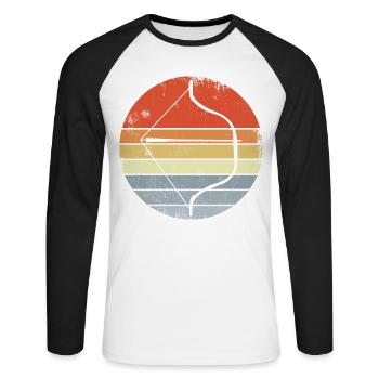Bow and Arrow Vintage Look - Unisex Long Sleeve Baseball T-Shirt - white/black - Front - Nik (191cm)