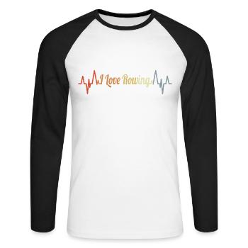I love rowing heart line - Unisex Long Sleeve Baseball T-Shirt - white/black - Front - Nik (191cm)