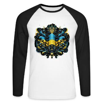 Ukraine Ukrainian Flag Flag Freedom - Unisex Long Sleeve Baseball T-Shirt - white/black - Front - Nik (191cm)