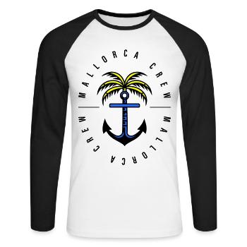 Mallorca Crew Anker Palme - Unisex Baseballshirt langarm - Weiß/Schwarz - Vorne - Nik (191cm)