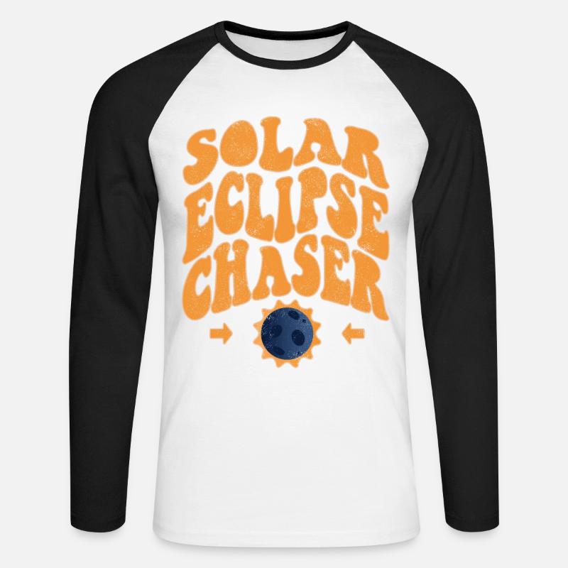 Solar eclipse chaser - Unisex Long Sleeve Baseball T-Shirt - white/black