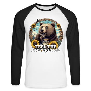 Bear Sunflower Seeds Sunflower Seeds Gift - Unisex Long Sleeve Baseball T-Shirt - white/black - Front - Nik (191cm)