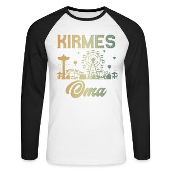 Kirmes Oma Jahrmarkt Rummel Volksfest - Unisex Baseballshirt langarm - Weiß/Schwarz - Vorne - Nik (191cm)
