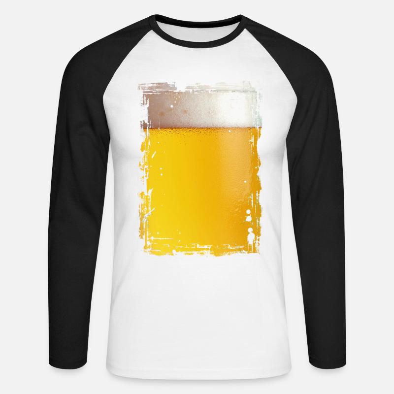 Bier - Unisex Baseballshirt langarm - Weiß/Schwarz