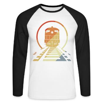 Chemin de fer rétro - T-shirt baseball manches longues Homme - blanc/noir - Devant - Nik (191cm)