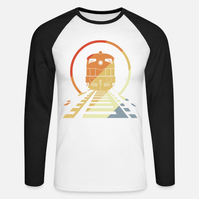 Retro Eisenbahn - Unisex Baseballshirt langarm - Weiß/Schwarz
