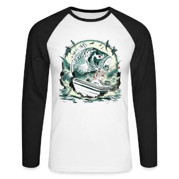 Pêcheur Pêcheur Majestic Carp - T-shirt baseball manches longues Homme - blanc/noir - Devant - Nik (191cm)