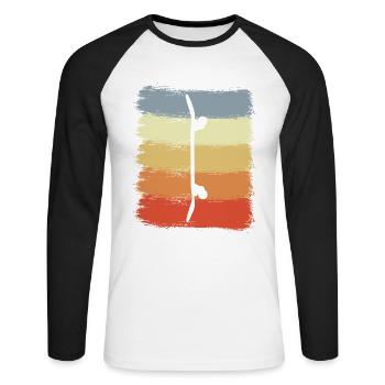 Vintage Skateboard Skizze - Unisex Baseballshirt langarm - Weiß/Schwarz - Vorne - Nik (191cm)