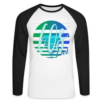 60s Dad – Retro Vater Design - Unisex Baseballshirt langarm - Weiß/Schwarz - Vorne - Nik (191cm)