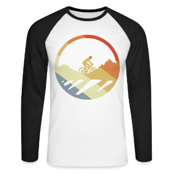 VTT Dessin Vintage - T-shirt baseball manches longues Homme - blanc/noir - Devant - Nik (191cm)