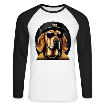 Bloodhound Gangsta Gangster Hund Geschenk - Unisex Baseballshirt langarm - Weiß/Schwarz - Vorne - Nik (191cm)