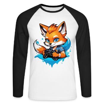 Gamer Cleverer Gaming Fuchs - Unisex Baseballshirt langarm - Weiß/Schwarz - Vorne - Nik (191cm)