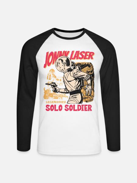 Jonny Laser Solo Soldier - Unisex Long Sleeve Baseball T-Shirt - white/black