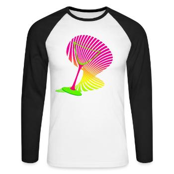 Verre à cocktail forme néon - T-shirt baseball manches longues Homme - blanc/noir - Devant - Nik (191cm)