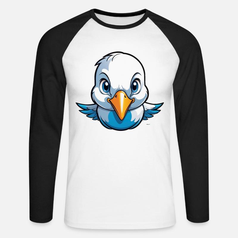 Kleines Täubchen Flieger-Ass - Unisex Baseballshirt langarm - Weiß/Schwarz