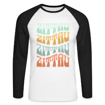 Zittau Oberlausitz Dreiländereck - Unisex Baseballshirt langarm - Weiß/Schwarz - Vorne - Nik (191cm)