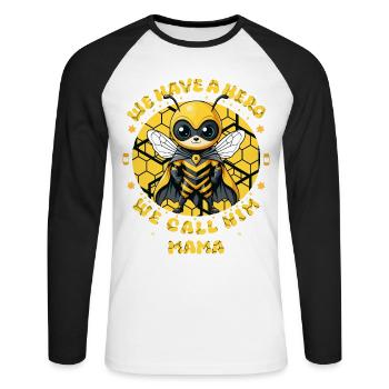 Les abeilles ont aussi des héros - T-shirt baseball manches longues Homme - blanc/noir - Devant - Nik (191cm)