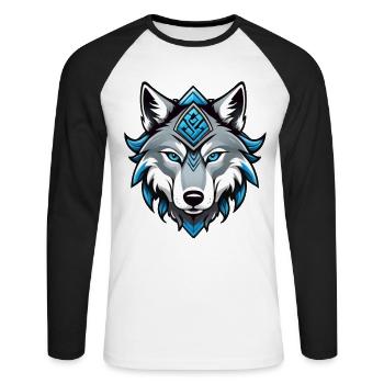Odin's Wolf - Unisex Long Sleeve Baseball T-Shirt - white/black - Front - Nik (191cm)