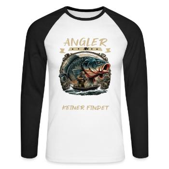 Never mess with a fisherman! - Unisex Long Sleeve Baseball T-Shirt - white/black - Front - Nik (191cm)