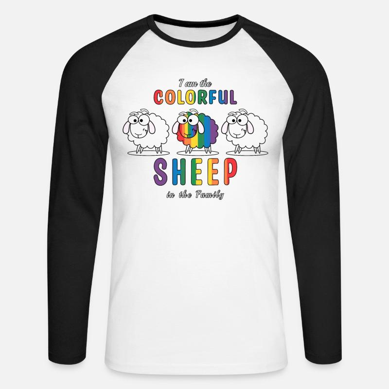 Das bunte Schaf - Unisex Baseballshirt langarm - Weiß/Schwarz