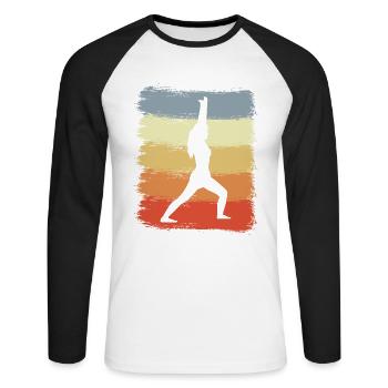 Yogini Vintage Look - Unisex Long Sleeve Baseball T-Shirt - white/black - Front - Nik (191cm)